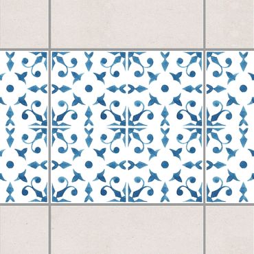 Tegelstickers Blue White Pattern Series No.6