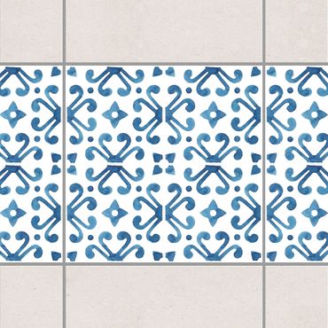 Tegelstickers Blue White Pattern Series No.7