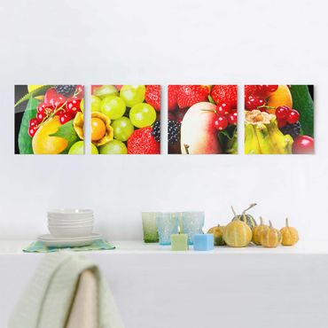 Glasschilderijen - 4-delig Fruit Basket
