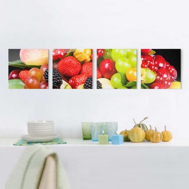 Glasschilderijen - 4-delig Fruit Mix