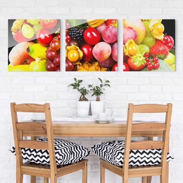 Glasschilderijen - 3-delig Colourful Exotic Fruits