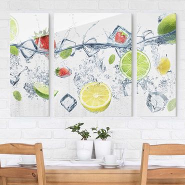 Glasschilderijen - 3-delig Fruit Cocktail