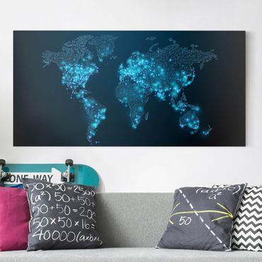 Canvas schilderijen Connected World World Map