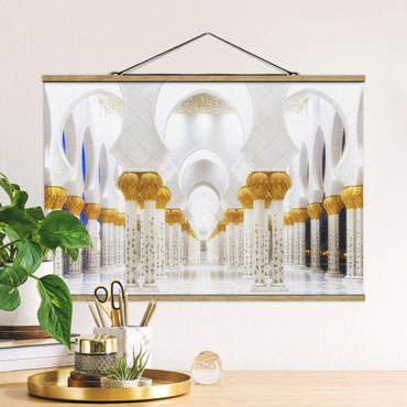 Stoffen schilderij met posterlijst Mosque In Gold