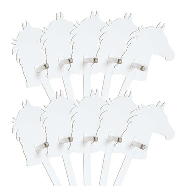 FOLDZILLA Stokpaard - Set van 10 paarden wit om op te schilderen/plakken
