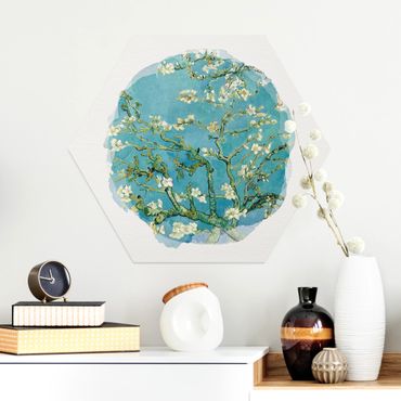 Hexagons Aluminium Dibond schilderijen WaterColours - Vincent Van Gogh - Almond Blossom