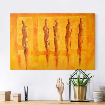 Canvas schilderijen - Goud Petra Schüßler - Five Figures In Yellow