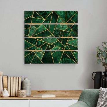 Houten schilderijen op plank Dark Emerald With Gold