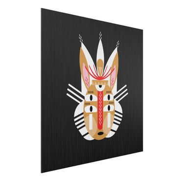 Aluminium Dibond schilderijen Collage Ethno Mask - Rabbit