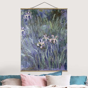 Stoffen schilderij met posterlijst Claude Monet - Iris