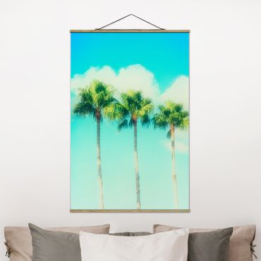 Stoffen schilderij met posterlijst Palm Trees Against Blue Sky