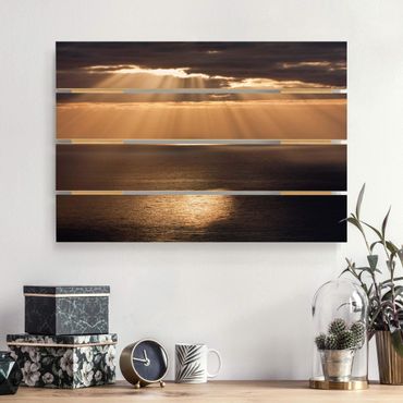 Houten schilderijen op plank Sun Beams Over The Ocean