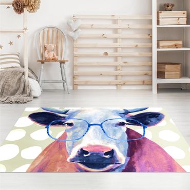 Vinyl tapijt Bespectacled Animals - Cow