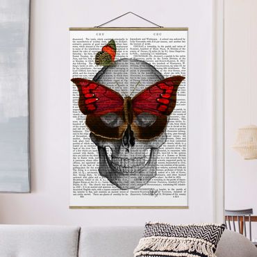 Stoffen schilderij met posterlijst Scary Reading - Butterfly Mask