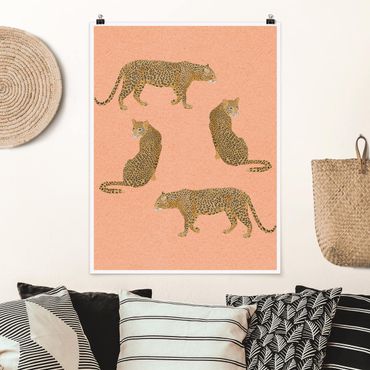 Posters Illustration Leopard Pink Painting