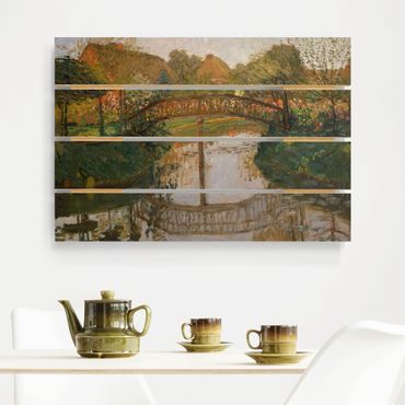 Houten schilderijen op plank Otto Modersohn - Farm Garden with Bridge