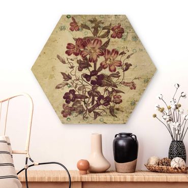 Hexagons houten schilderijen Vintage Floral Design