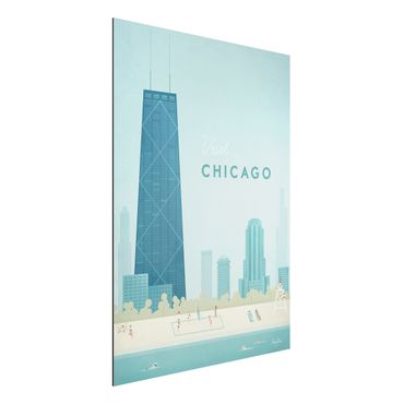 Aluminium Dibond schilderijen Travel Poster - Chicago
