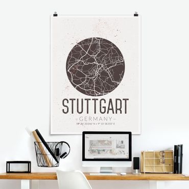 Posters Stuttgart City Map - Retro