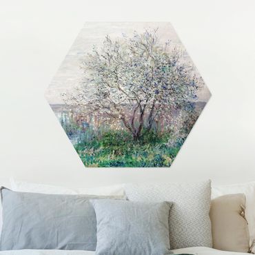 Hexagons Aluminium Dibond schilderijen Claude Monet - Spring in Vétheuil