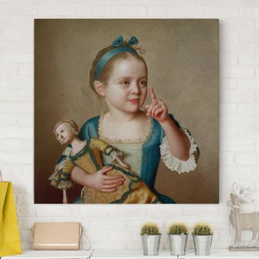 Canvas schilderijen Jean Etienne Liotard - Girl With Doll
