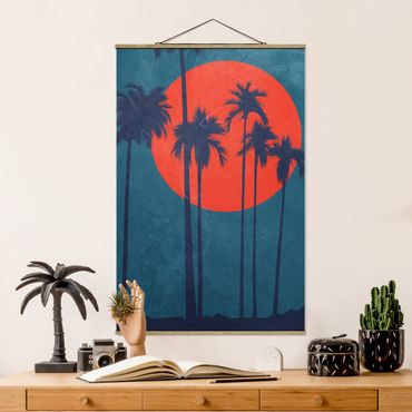 Stoffen schilderij met posterlijst Palm Cote d'Azur