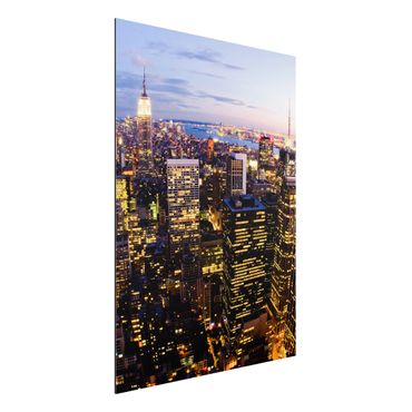 Aluminium Dibond schilderijen New York Skyline At Night