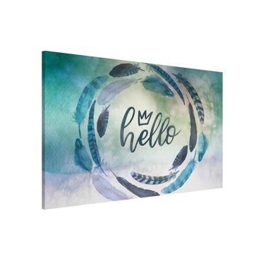 Magneetborden Hello Crown Watercolour With Feathers