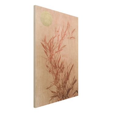 Houten schilderijen Golden Sun Pink Bamboo