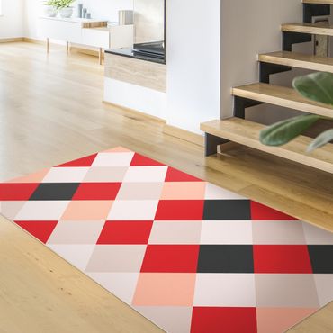 Vinyl tapijt Geometrical Pattern Rotated Chessboard Red