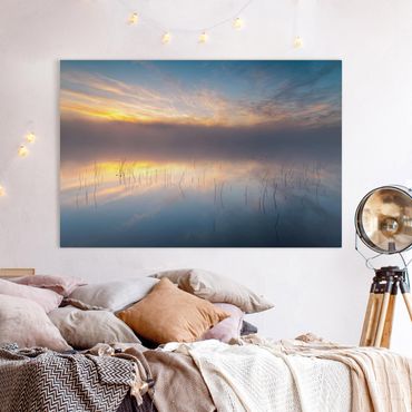 Canvas schilderijen Sunrise Swedish Lake