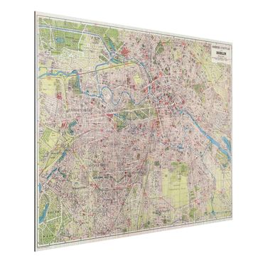 Aluminium Dibond schilderijen Vintage Map Berlin