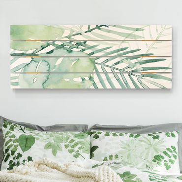 Houten schilderijen op plank Palm Fronds In Watercolour I