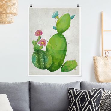 Posters Cactus Family In Pink And Turquoise