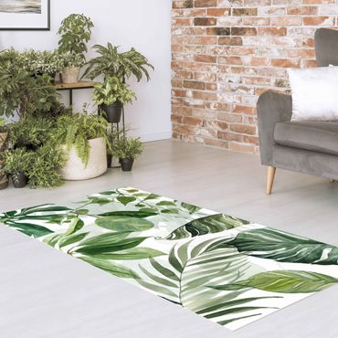 Vinyl tapijt Watercolour Tropical Leaves And Tendrils