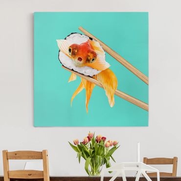 Canvas schilderijen Sushi With Goldfish