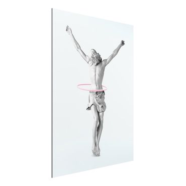 Aluminium Dibond schilderijen Jesus With Hula Hoops