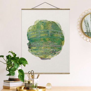 Stoffen schilderij met posterlijst Water Colours - Claude Monet - Japanese Bridge