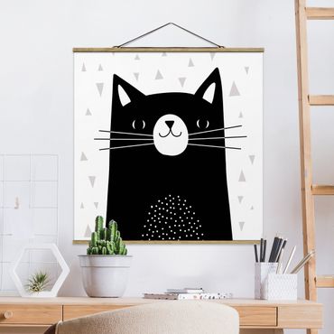 Stoffen schilderij met posterlijst Zoo With Patterns - Cat