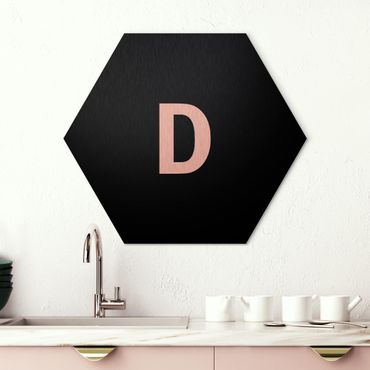 Hexagons Aluminium Dibond schilderijen Letter Black D