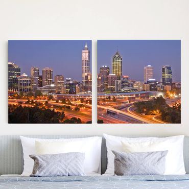 Canvas schilderijen - 2-delig  Perth Skyline