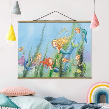 Stoffen schilderij met posterlijst Matilda The Mermaid Princess