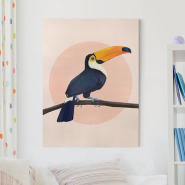 Canvas schilderijen Illustration Bird Toucan Painting Pastel