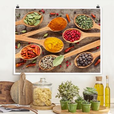 Posters Spices On Wooden Spoon