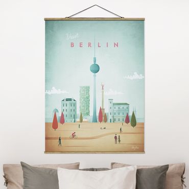 Stoffen schilderij met posterlijst Travel Poster - Berlin