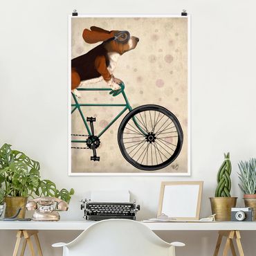 Posters Cycling - Basset On Bike