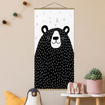 Stoffen schilderij met posterlijst Zoo With Patterns - Bear