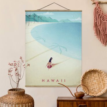 Stoffen schilderij met posterlijst Travel Poster - Hawaii