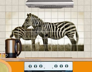 Tegelstickers Zebra Couple