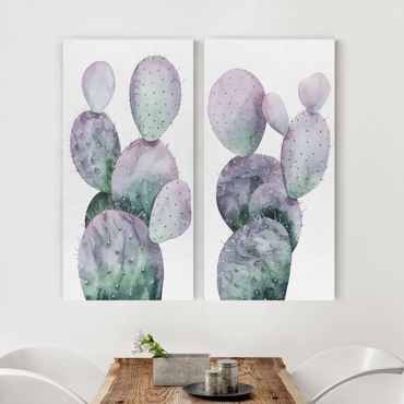 Canvas schilderijen - 2-delig  Cactus In Purple Set I